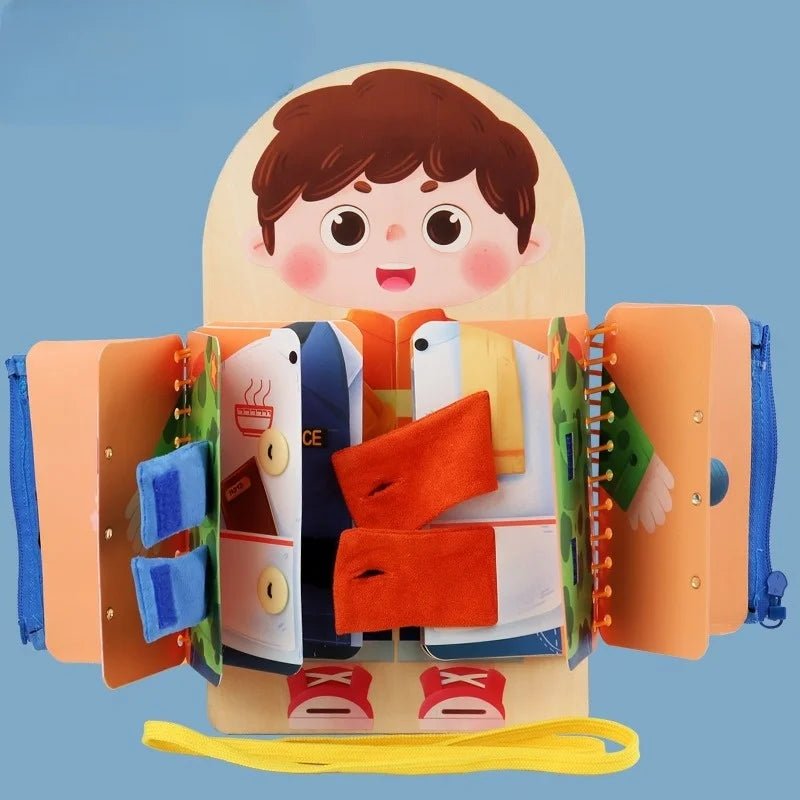 Montessori Busy Board - Multi-layer Wooden Activity Board for Sensory Play and Fine Motor Skills 4