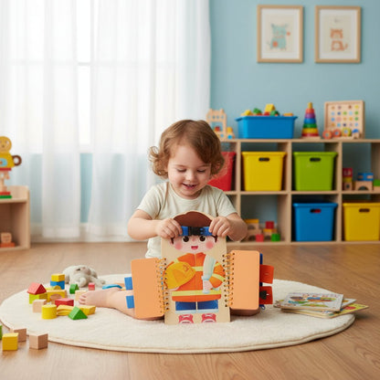 Montessori Busy Board - Multi-layer Wooden Activity Board for Sensory Play and Fine Motor Skills 5
