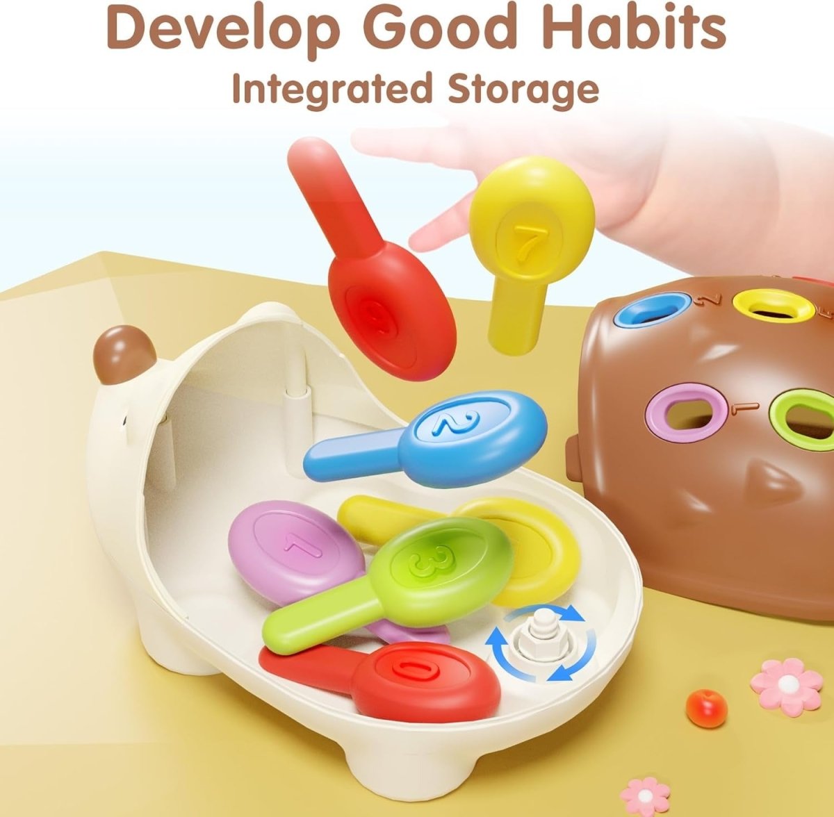 Montessori Hedgehog Learning Toy - Skill-Building Colors & Numbers for Toddlers 5