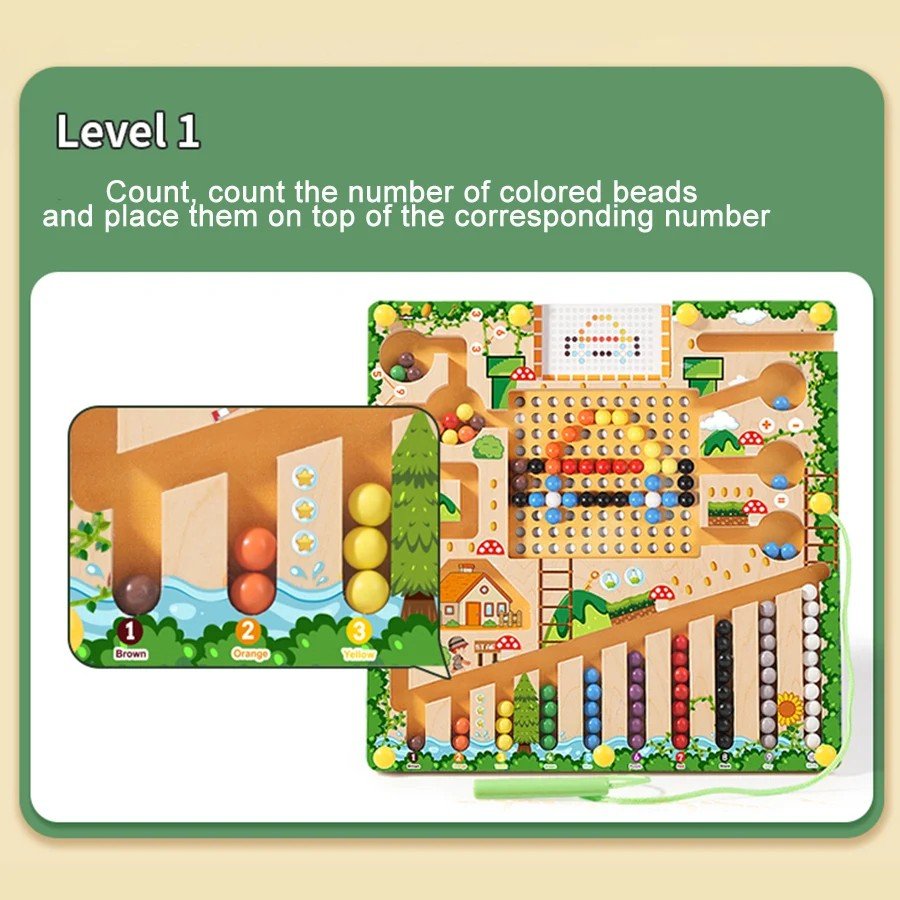 Montessori Magnetic Maze Toy - Develops Logic, Counting & Motor Skills for Kids 2