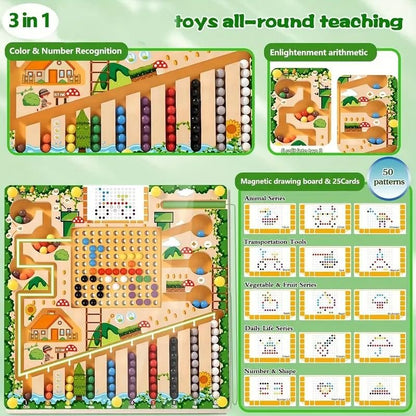 Montessori Magnetic Maze Toy - Develops Logic, Counting & Motor Skills for Kids 6