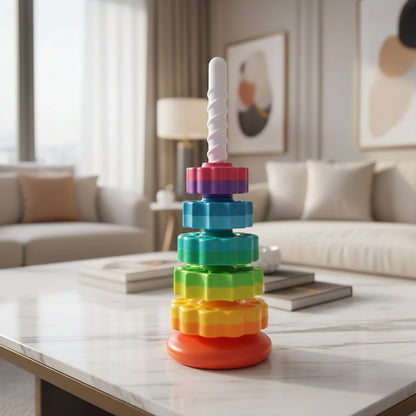 Montessori Rainbow Stacking Toy - BPA-Free Educational Toy for Toddlers 1+ 0