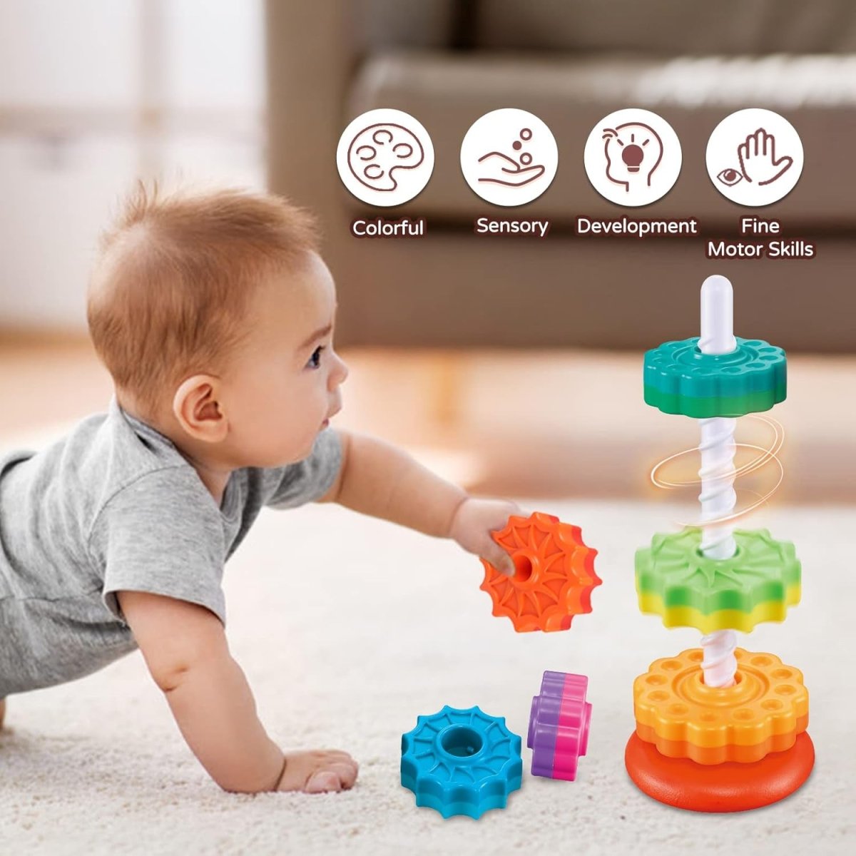 Montessori Rainbow Stacking Toy - BPA-Free Educational Toy for Toddlers 1+ 1