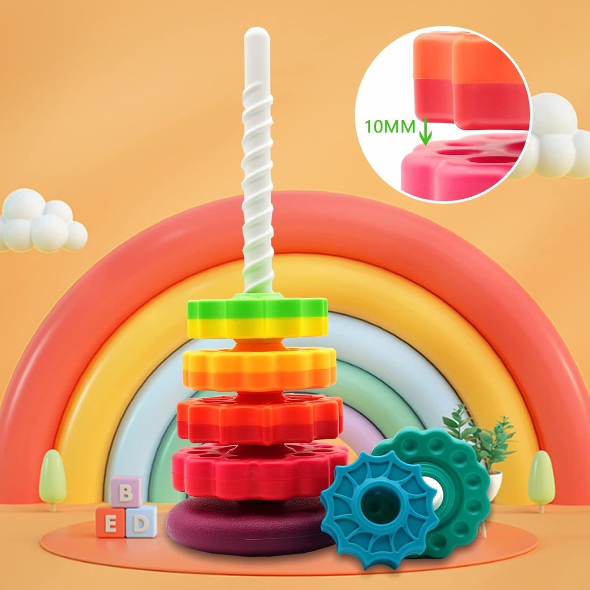 Montessori Rainbow Stacking Toy - BPA-Free Educational Toy for Toddlers 1+ 6
