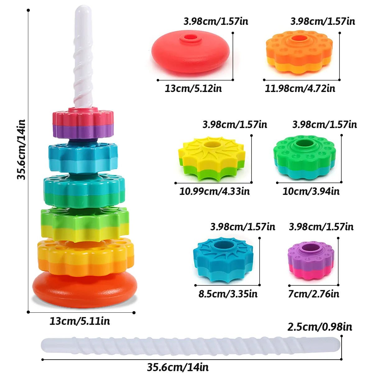 Montessori Rainbow Tower - Educational Stacking Toy for Fine Motor Skills and Color Recognition 1