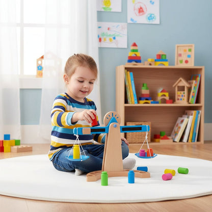 Montessori Wooden Balance Scale - Early Education Math Tool for Kids, Develops Fine Motor Skills and Weight Perception 0