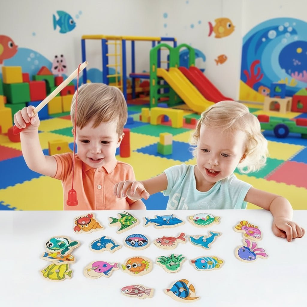 Montessori Wooden Fishing Game - Magnetic Toy for Fine Motor Skills & Learning 0