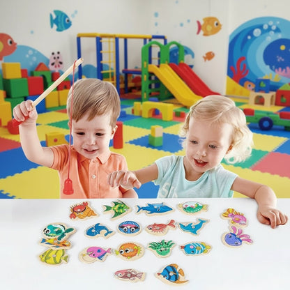 Montessori Wooden Fishing Game - Magnetic Toy for Fine Motor Skills & Learning 0