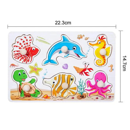 Montessori Wooden Hand Grip Board - 3D Educational Puzzle for Kids 8