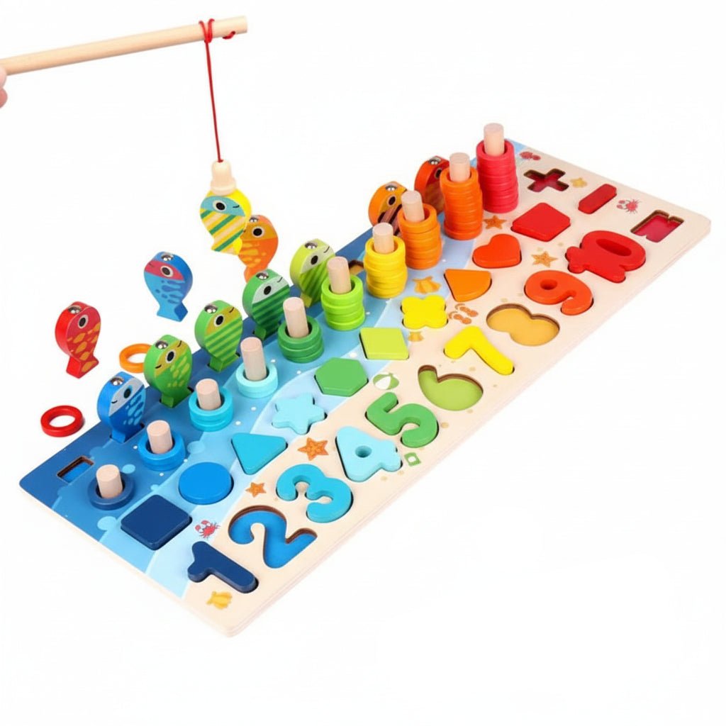 Montessori Wooden Math Puzzle Set - 5-in-1 Educational Game for Toddlers 1