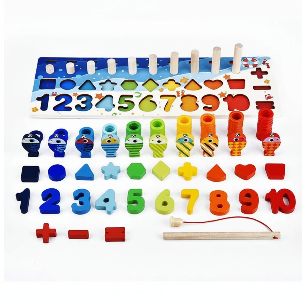 Montessori Wooden Math Puzzle Set - 5-in-1 Educational Game for Toddlers 2