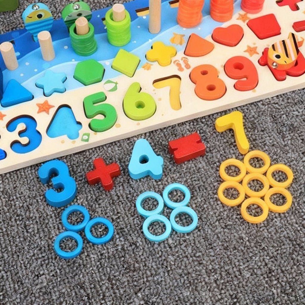 Montessori Wooden Math Puzzle Set - 5-in-1 Educational Game for Toddlers 3