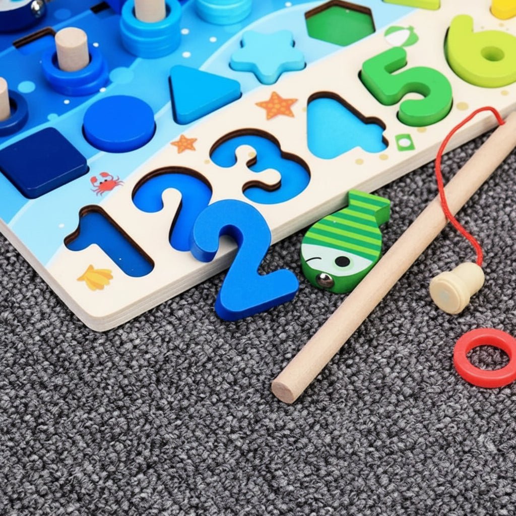 Montessori Wooden Math Puzzle Set - 5-in-1 Educational Game for Toddlers 5