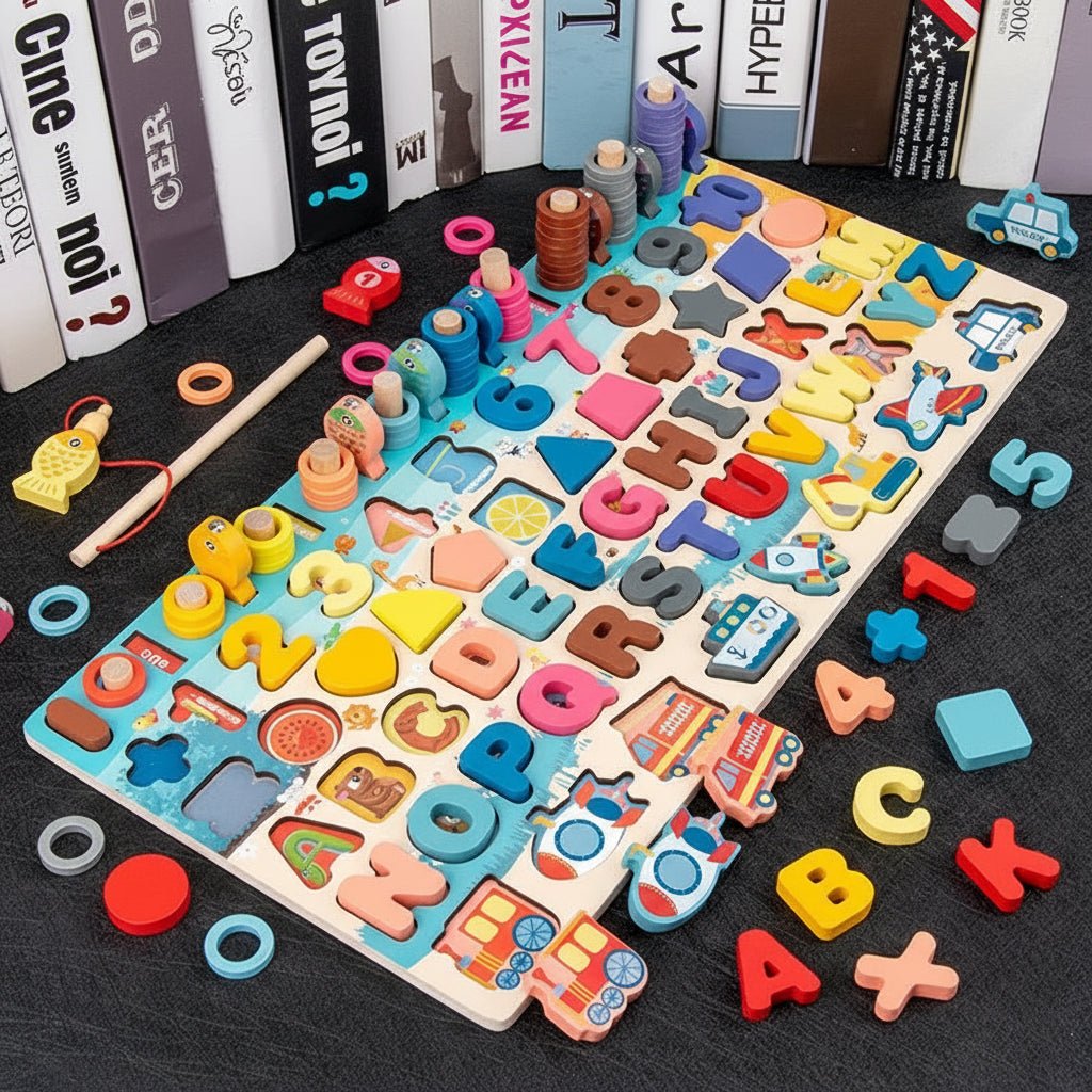 Montessori Wooden Math Puzzle Set - 5-in-1 Educational Game for Toddlers 7