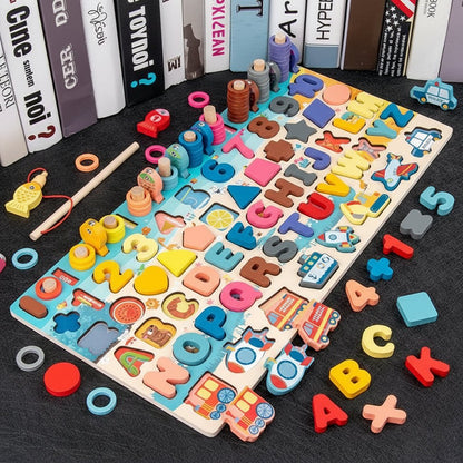 Montessori Wooden Math Puzzle Set - 5-in-1 Educational Game for Toddlers 7