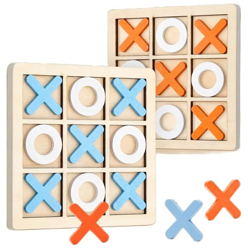 Montessori XO Chess Jigsaw Puzzle 3D Geometric Shapes Board Games For Kids Children Educational Wooden Toys 0