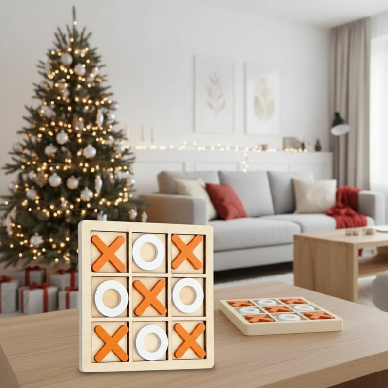 Montessori XO Chess Jigsaw Puzzle 3D Geometric Shapes Board Games For Kids Children Educational Wooden Toys 2