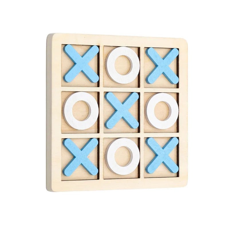 Montessori XO Chess Jigsaw Puzzle 3D Geometric Shapes Board Games For Kids Children Educational Wooden Toys 3
