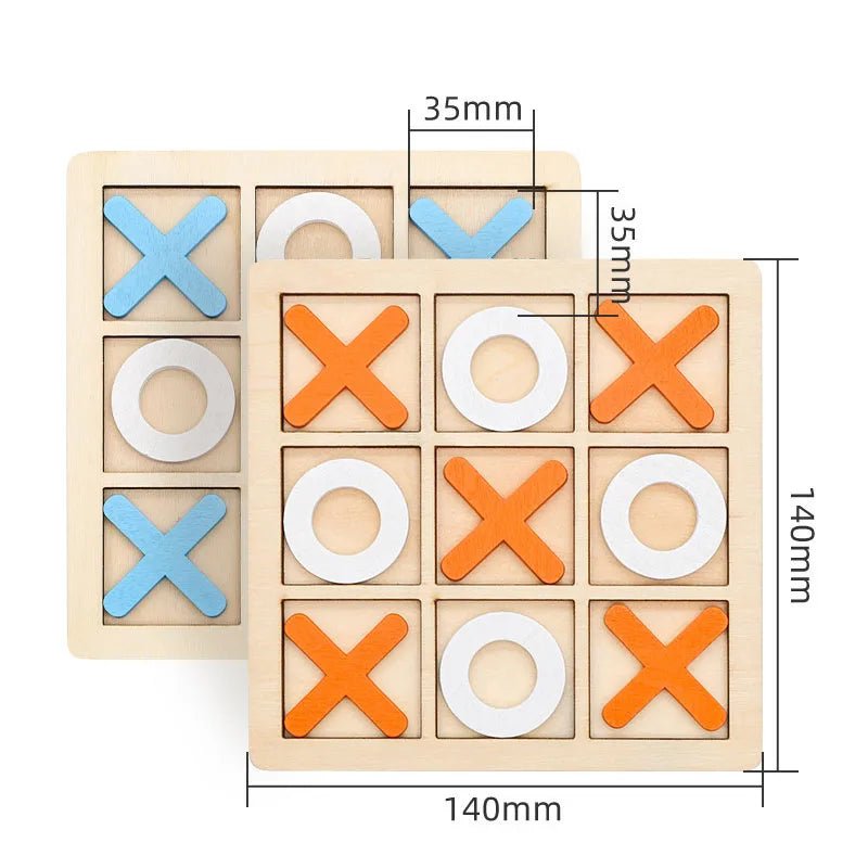 Montessori XO Chess Jigsaw Puzzle 3D Geometric Shapes Board Games For Kids Children Educational Wooden Toys 5