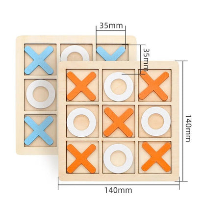 Montessori XO Chess Jigsaw Puzzle 3D Geometric Shapes Board Games For Kids Children Educational Wooden Toys 5