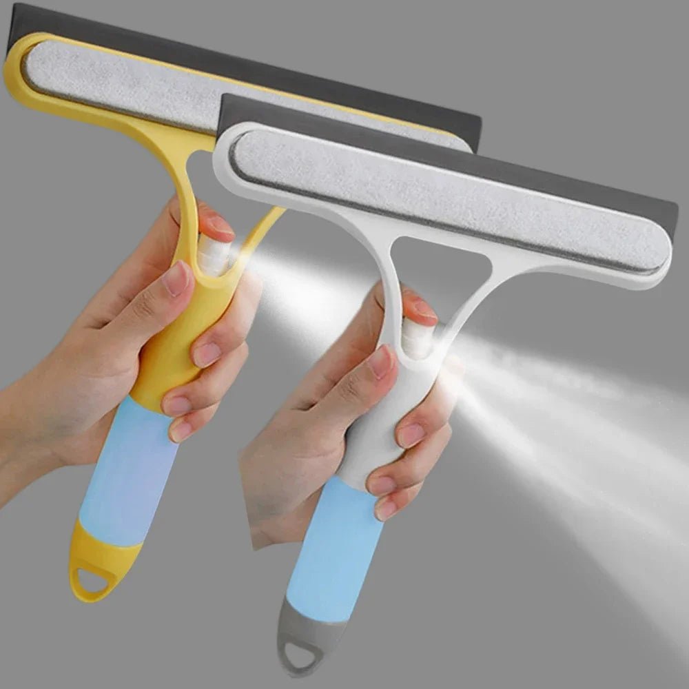 Multi-Function 3-in-1 Window Cleaning Squeegee with Spray Bottle & Microfiber Scrub 0