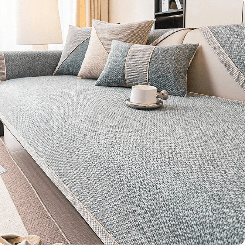 NATURWEFT – Non-slip cotton-linen sofa throw for all seasons 0