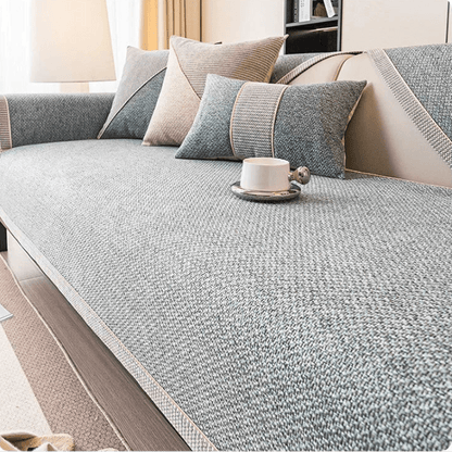 NATURWEFT – Non-slip cotton-linen sofa throw for all seasons 0