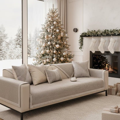 NATURWEFT – Non-slip cotton-linen sofa throw for all seasons 1