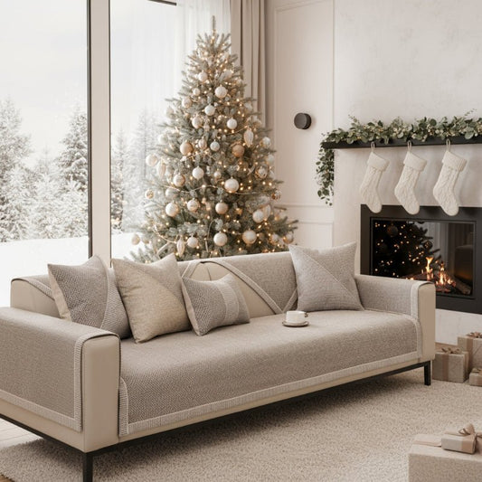 NATURWEFT – Non-slip cotton-linen sofa throw for all seasons 1