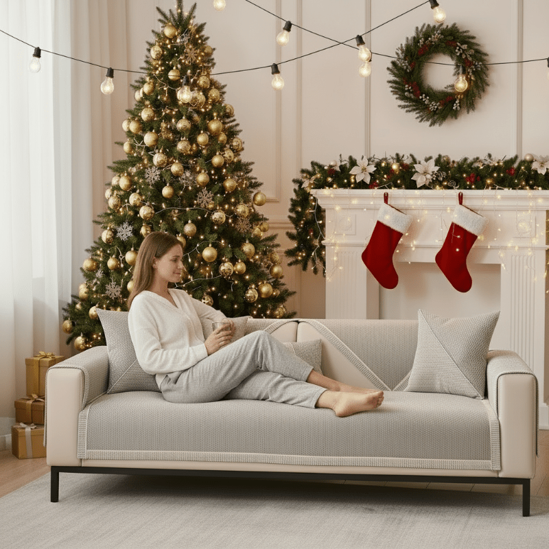 NATURWEFT – Non-slip cotton-linen sofa throw for all seasons 2