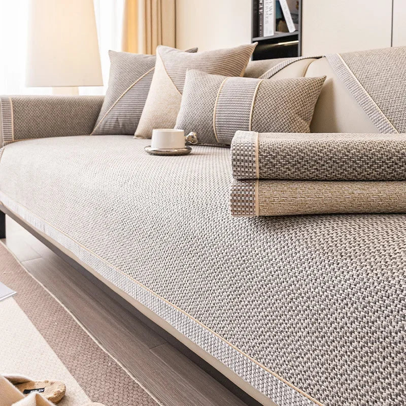 NATURWEFT – Non-slip cotton-linen sofa throw for all seasons 5