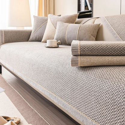 NATURWEFT – Non-slip cotton-linen sofa throw for all seasons 5