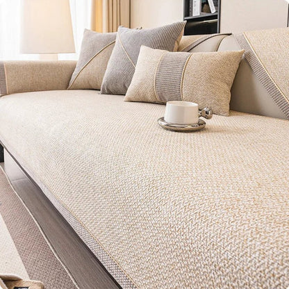 NATURWEFT – Non-slip cotton-linen sofa throw for all seasons 8