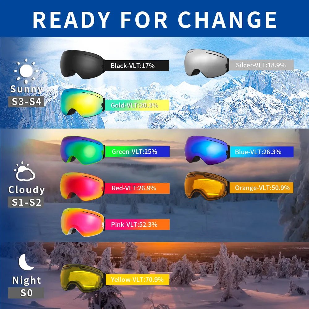 Natfire Snow Ski Goggles with UV400 Protection & Anti-Fog Interchangeable Lenses 5