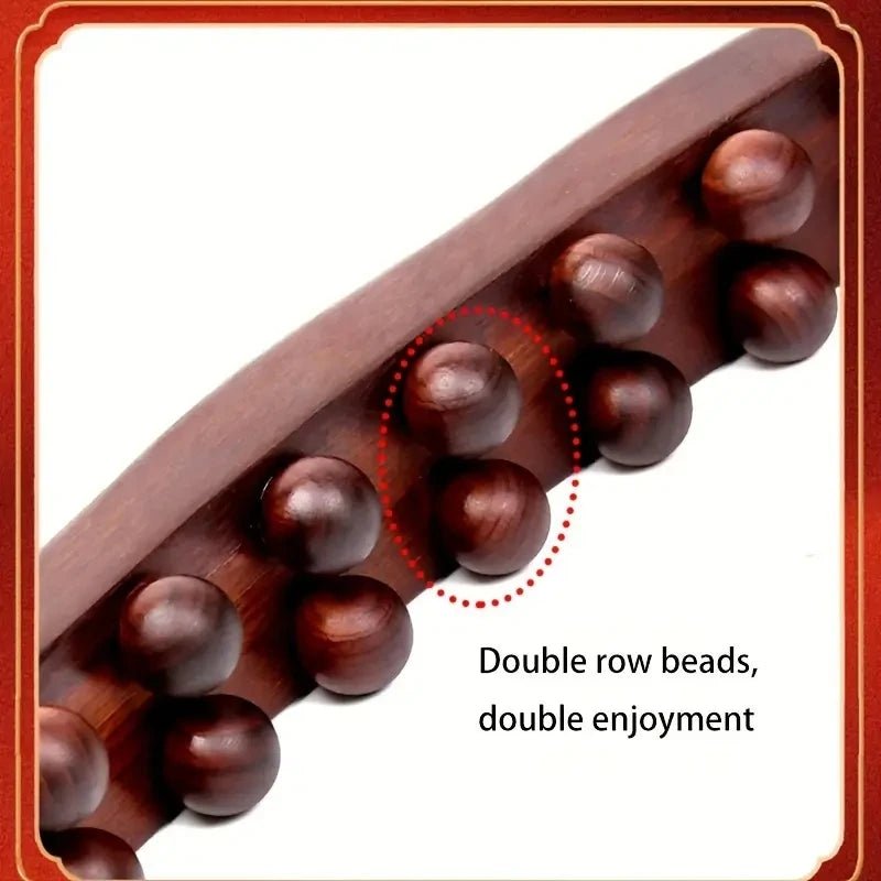 Natural Wood Massage Stick - 20 Beads for Muscle Relaxation & Flexibility 1