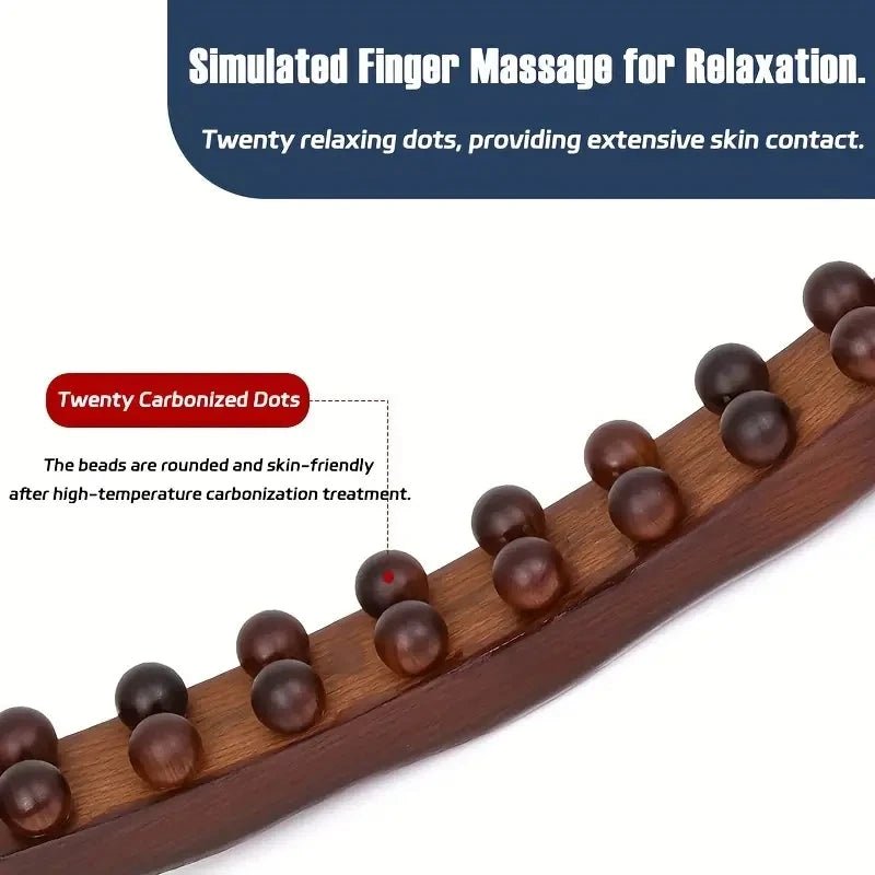 Natural Wood Massage Stick - 20 Beads for Muscle Relaxation & Flexibility 2