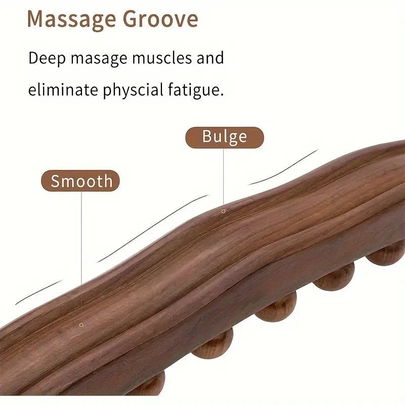 Natural Wood Massage Stick - 20 Beads for Muscle Relaxation & Flexibility 4