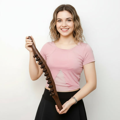 Natural Wood Massage Stick - 20 Beads for Muscle Relaxation & Flexibility 5