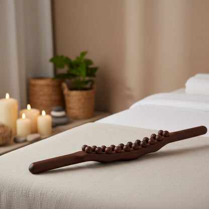 Natural Wood Massage Stick - 20 Beads for Muscle Relaxation & Flexibility 6