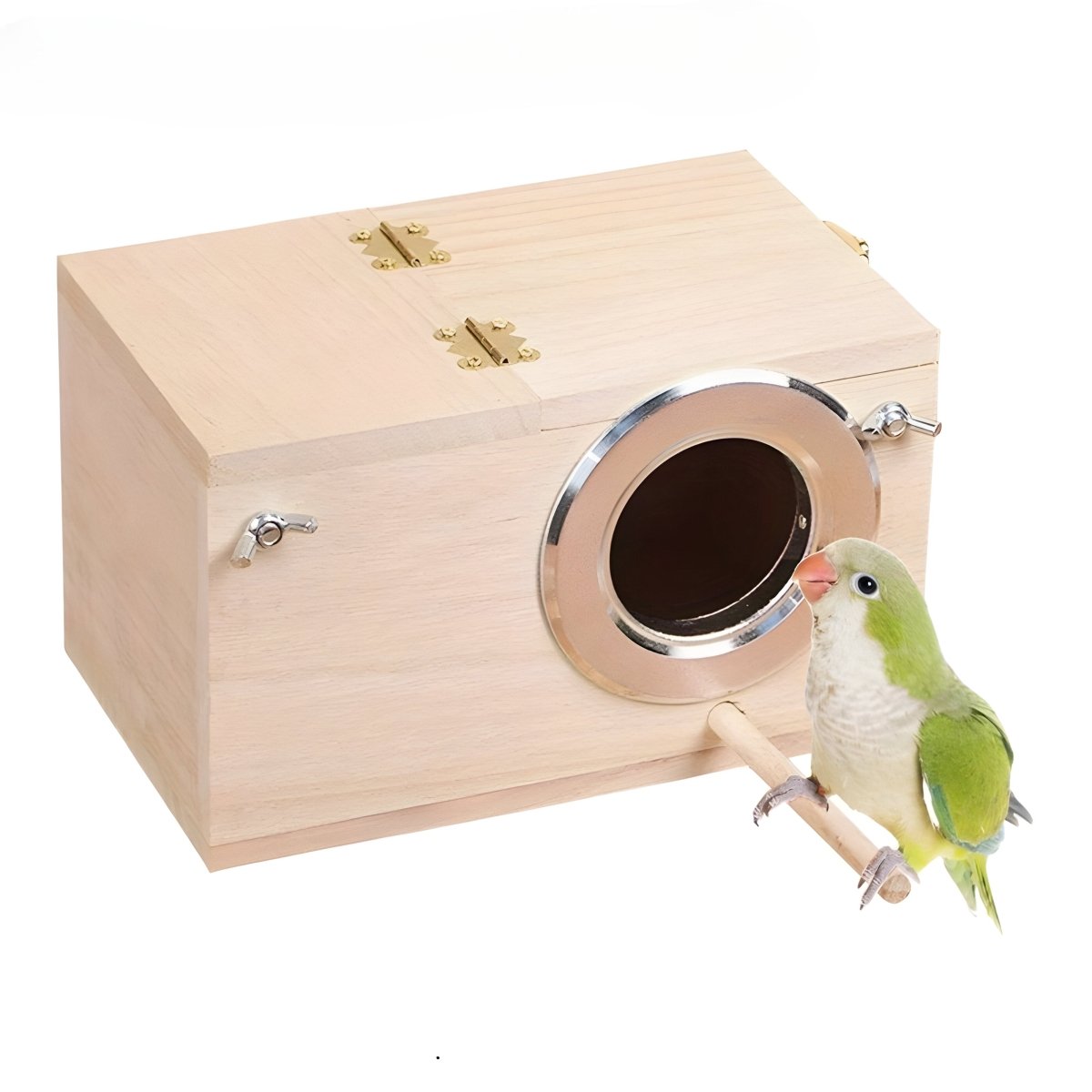 Natural Wooden Bird House Nesting Box for Parakeets and Small Birds 1