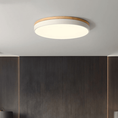 Nature's Glow - Modern LED Ceiling Light with Wood Accent & Green Band 1