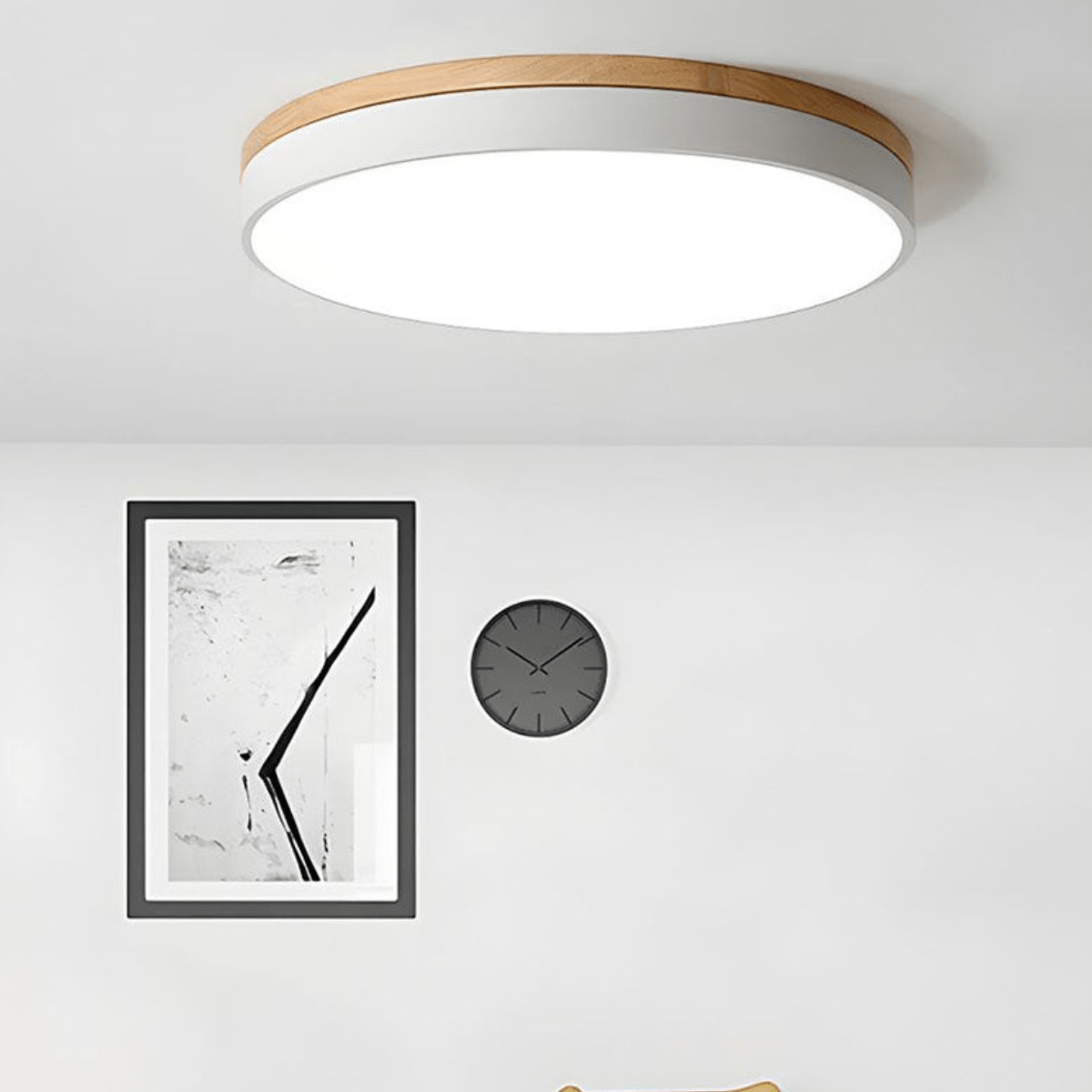 Nature's Glow - Modern LED Ceiling Light with Wood Accent & Green Band 3