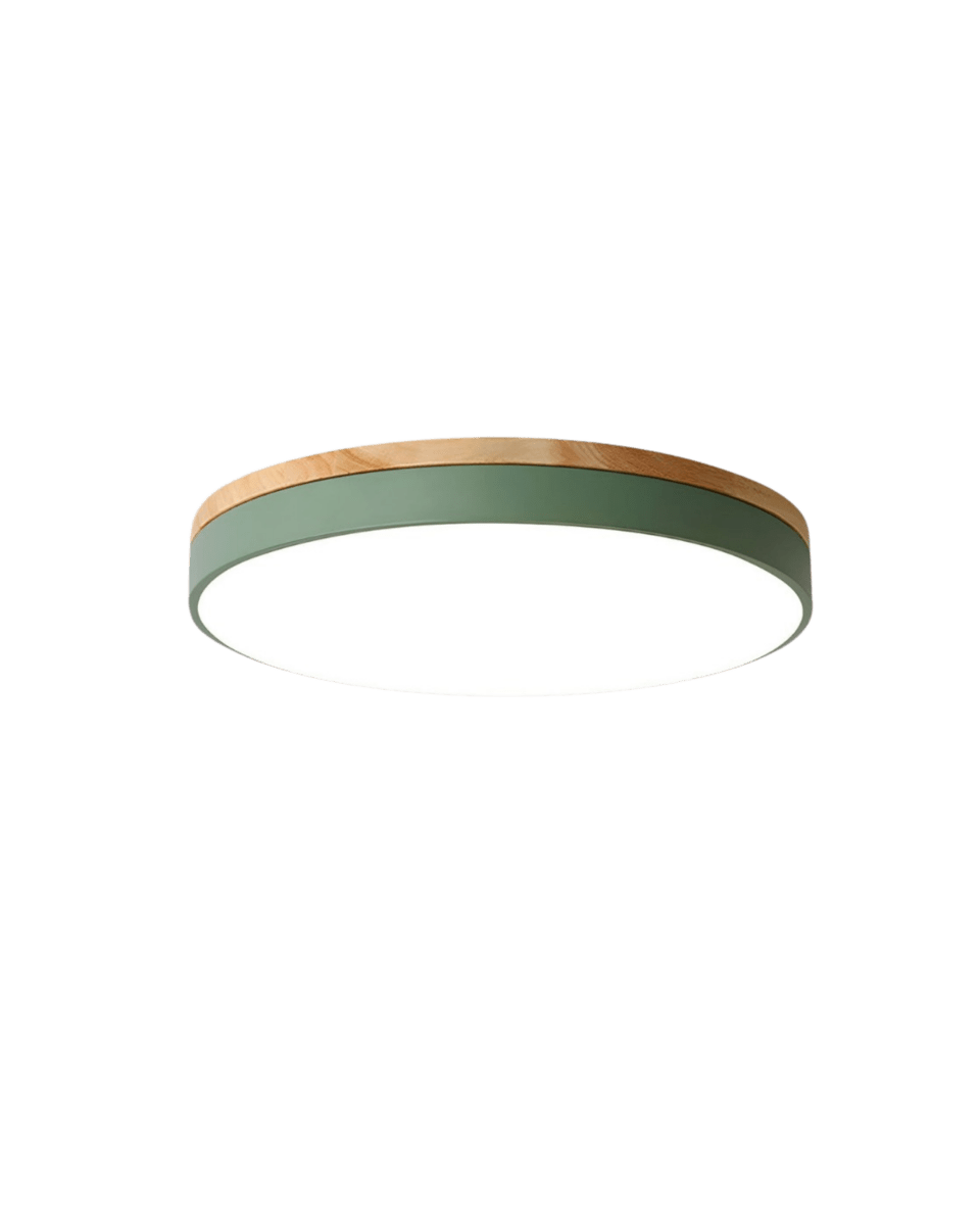 Nature's Glow - Modern LED Ceiling Light with Wood Accent & Green Band 4