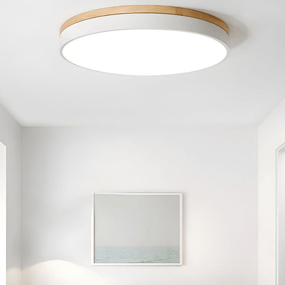 Nature's Glow - Modern LED Ceiling Light with Wood Accent & Green Band 5