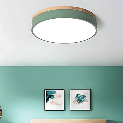 Nature's Glow - Modern LED Ceiling Light with Wood Accent & Green Band 8