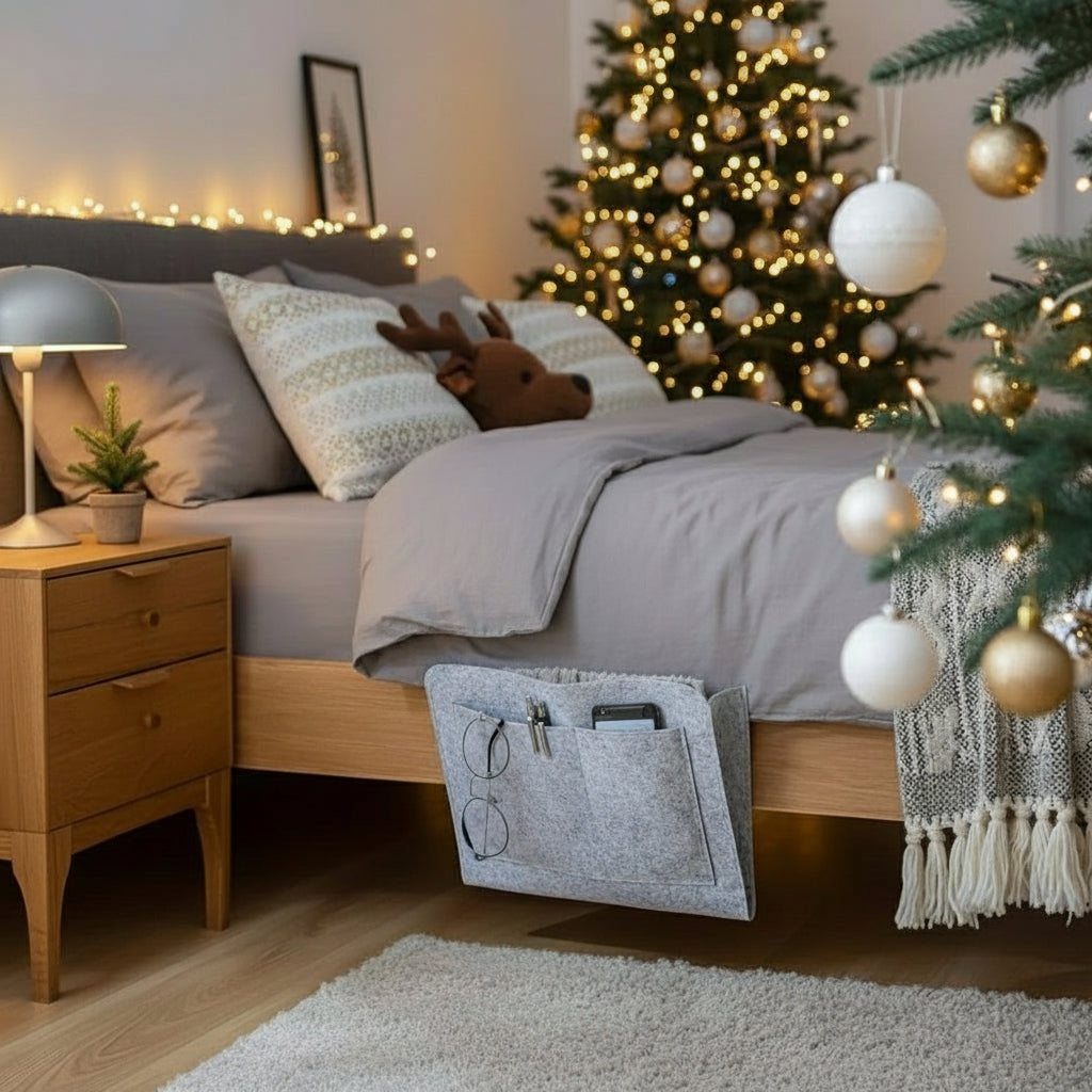 NeatNest - Multi-Pocket Bedside Organizer with Durable Felt & Cable Holes 1