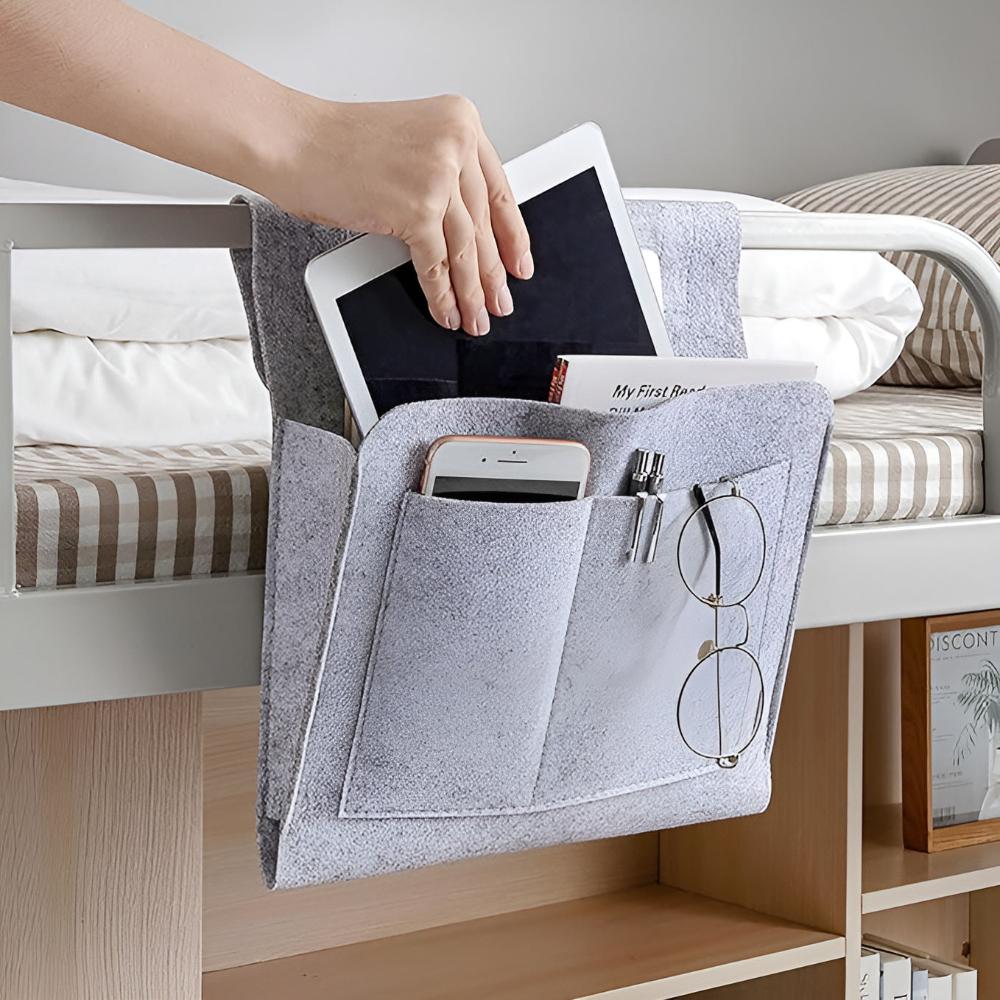NeatNest - Multi-Pocket Bedside Organizer with Durable Felt & Cable Holes 2