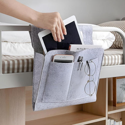 NeatNest - Multi-Pocket Bedside Organizer with Durable Felt & Cable Holes 2