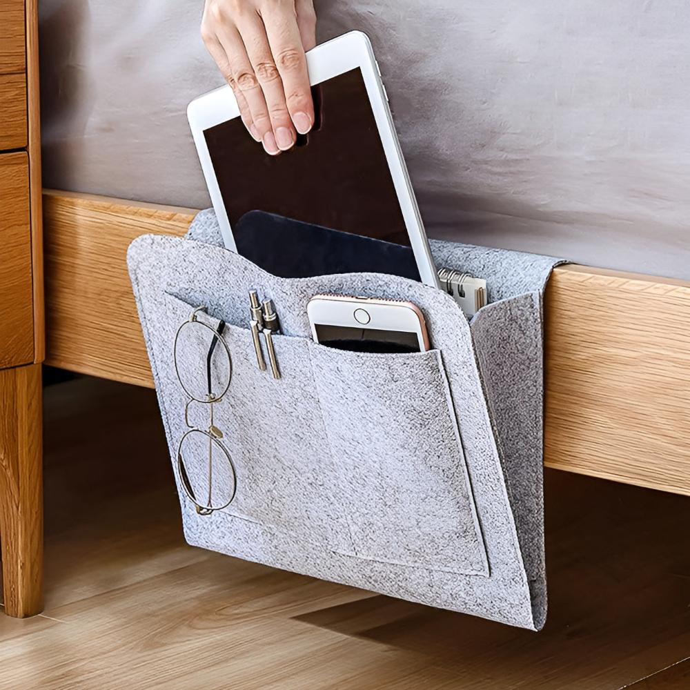 NeatNest - Multi-Pocket Bedside Organizer with Durable Felt & Cable Holes 7