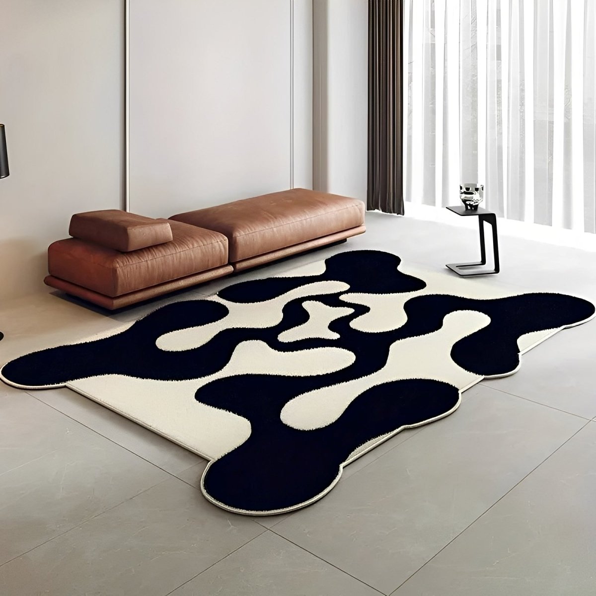 Nelly Washable Terry Velor Decorative Rug - Modern French Design - Gray 40x60 cm 0